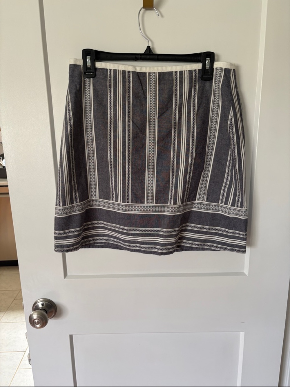 Striped Navy and White A-Line Skirt